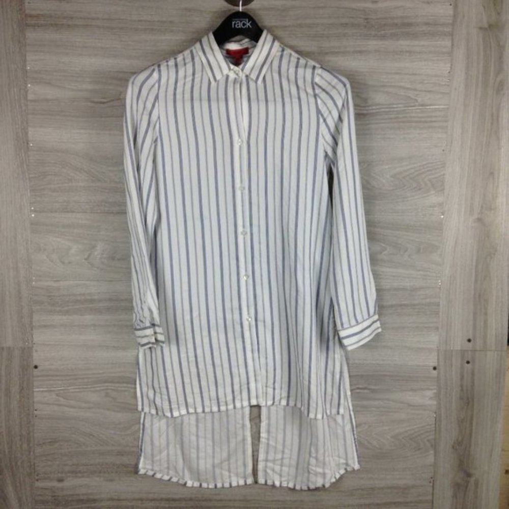 HUGO Hugo Boss Striped Long Hem Button Down Blouse